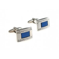 Blue Glass And White Rhinestone Cufflinks 163086