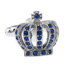 Crown Blue Rhinestone Cufflinks 165365