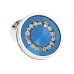 White Rhinestone With Painted Blue Background Cufflinks 157304