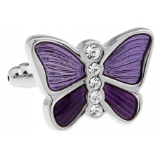 Purple And Lilac Crystal Butterfly Cufflinks
