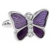 Purple And Lilac Crystal Butterfly Cufflinks