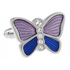 Pink And Blue Crystal Butterfly Cufflinks