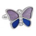 Pink And Blue Crystal Butterfly Cufflinks