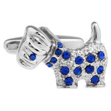 Scottie Dog Cufflinks With Blue Crystals