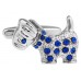 Scottie Dog Cufflinks With Blue Crystals