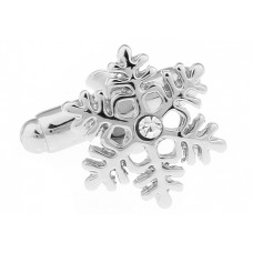 Snow Flake Cufflinks With Crystal Inset Snow Flake Cufflinks With Crystal Inset
