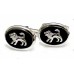 Sterling Silver Black Agate, With Silver Lion Cufflinks