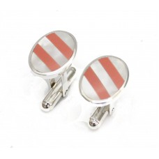 Sterling Silver Pink Striped Mother Of Pearl Cufflinks