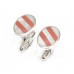 Sterling Silver Pink Striped Mother Of Pearl Cufflinks