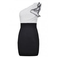 Layered One Shoulder Polka Dot Dress