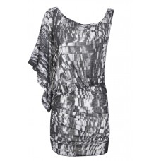 One Strap And Sleeve Gather Dress