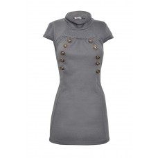 Brass Button Collar Dress