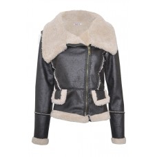 Faux Sheepskin Aviator Jacket