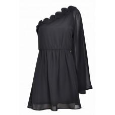 One Sleeve Chiffon Flower Dress