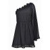 One Sleeve Chiffon Flower Dress