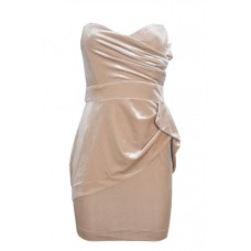 Velvet Asymmetric Pleat Bandeau Dress