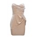 Velvet Asymmetric Pleat Bandeau Dress