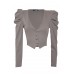 Puff Shoulder Cropped Jersy Jacket