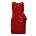 Velvet Asymmetric Pleat Bandeau Dress
