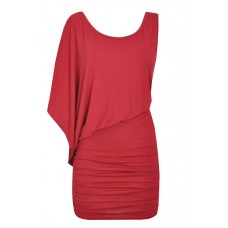 One Shoulder Drape Sleeve Dress