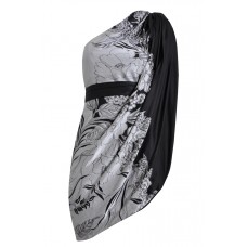 One Shoulder Satin Floral Dress