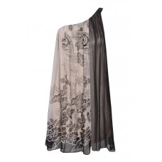 One Shoulder Print Chiffon Dress