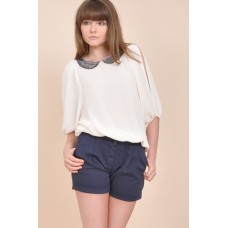 Tfnc Roxy Beaded Collar Top