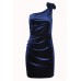 One Shoulder Ruffle Velvet Dress