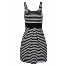Striped Pleat Jersey Dress