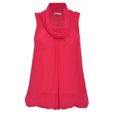 Cowl Neck Pleat Front Chiffon Top