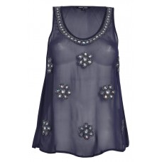 Tfnc Louisa Embellished Sheer Top