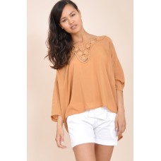 Tfnc Muscade Crochet Dip Hem Top
