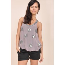 Tfnc Louisa Embellished Sheer Top
