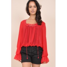 Tfnc Elite Crochet Sheer Top