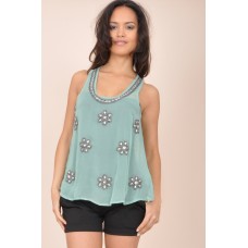 Tfnc Louisa Embellished Sheer Top