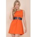 Walg Belted Orange Dress