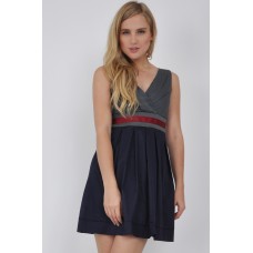 Walg Contrast Wrap Collar Dress
