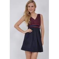 Walg Contrast Wrap Collar Dress