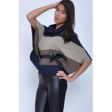 Walg Roll Neck Stripe Poncho