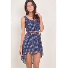 Walg Dip Hem Print Dress