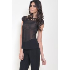 Tfnc Cut Out Circle Sheer Top