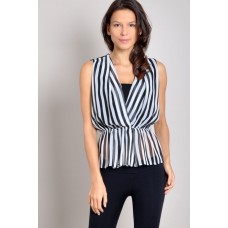 Tfnc Peggy Striped Cross Over Peplum Top