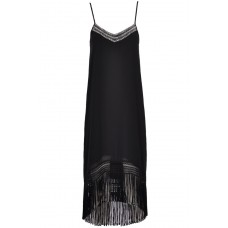 Tfnc Ebbie Black Fringed Midi Dress