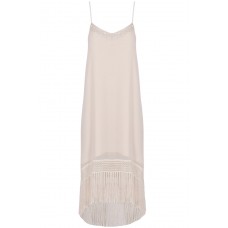 Tfnc Ebbie Cream Fringed Midi Dress