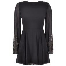 Tfnc Salma Black Embellished Sleeve Dress