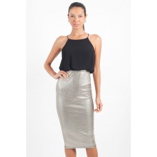 Tfnc Agnes Gold Metallic Midi Dress