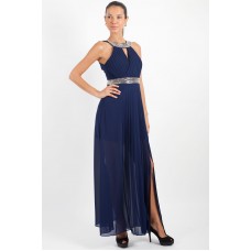 Tfnc Bibione Navy Embellished Halter Maxi Dress