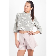 Tfnc Dyla Funnel Neck Floral Crop Top