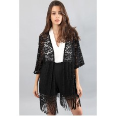 Tfnc Kendall Black Fringe Kimono