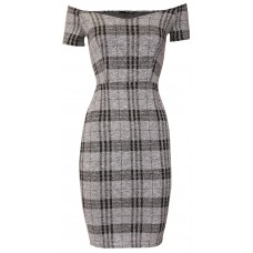 Tfnc Jane Check Off Shoulder Midi Dress